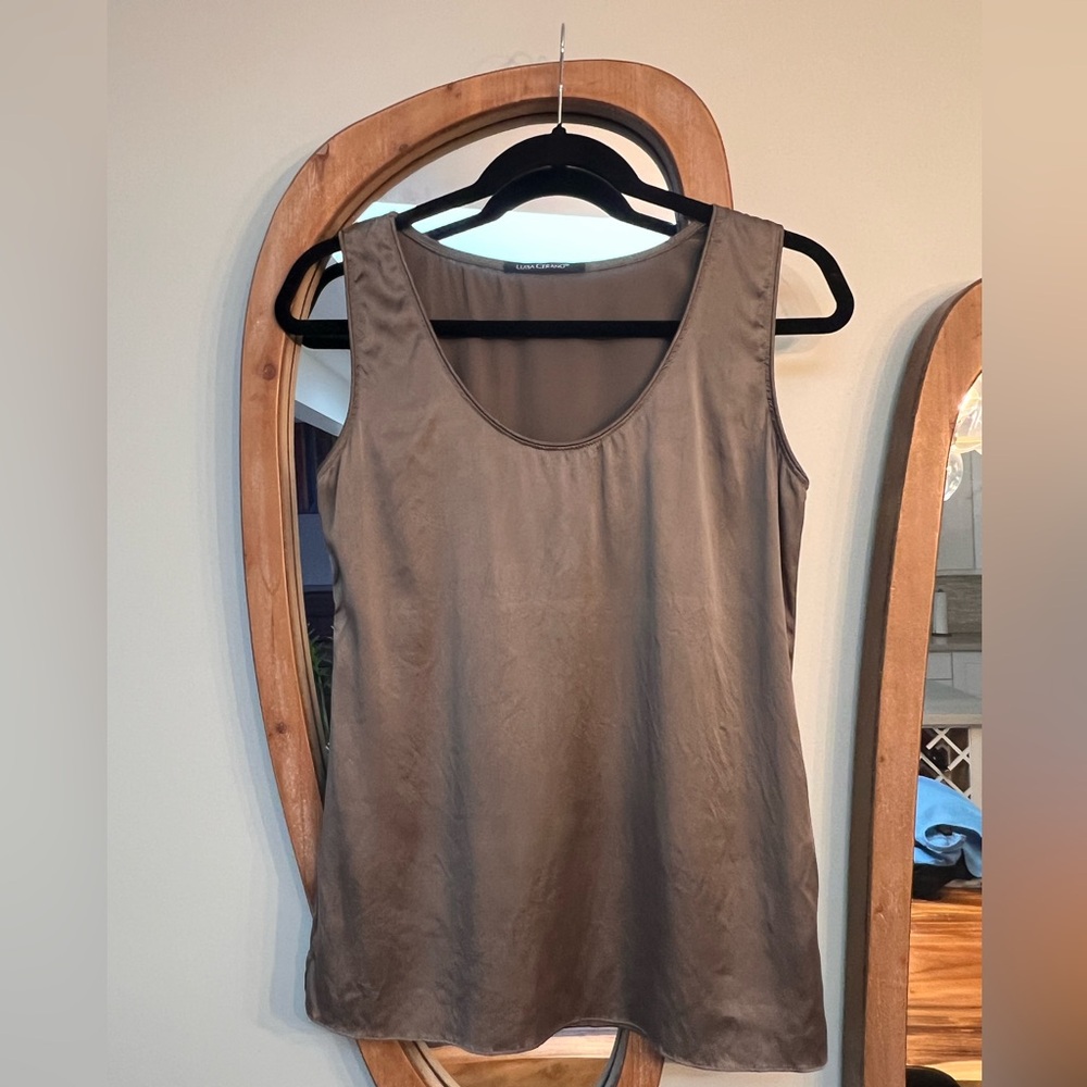 Luisa Cerano Sleeveless Silk Stretch Tank Top